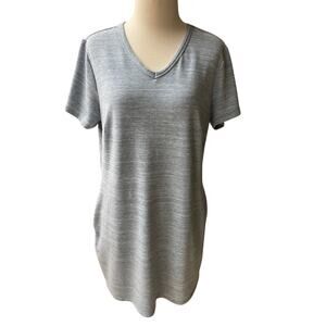 Light Blue/Gray V-Neck T-Shirt Dress Size L